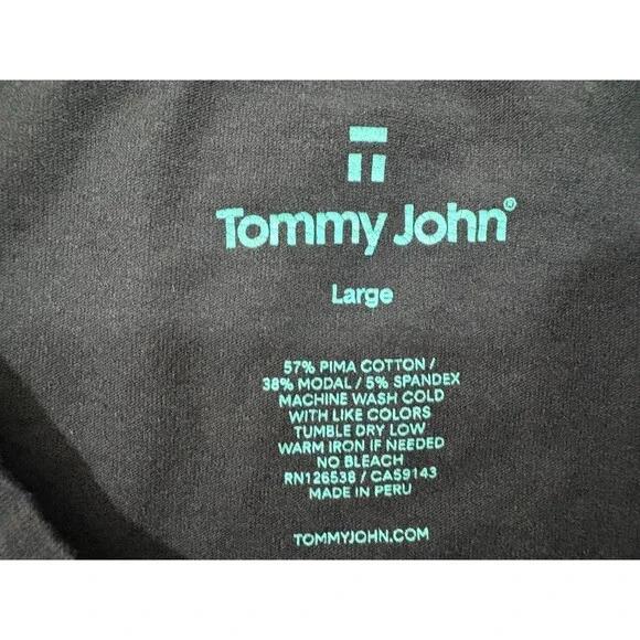 Tommy John Loungewear Henley Black Short Sleeve T-shirt Cotton Modal Stretch L - Picture 5 of 8